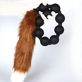 Анальні кульки з силікону NAIXBTY Foxtail - комплект з 9 кульок для сексуальної стимуляції (M-чорний+золотий)