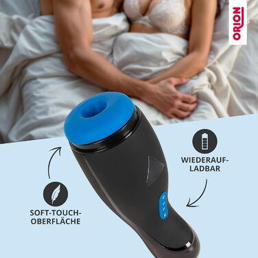 Масажер для чоловіків Orion - інтенсивний стимулятор з функцією нагріву, вібрації та пульсації, чорний, перезаряджається