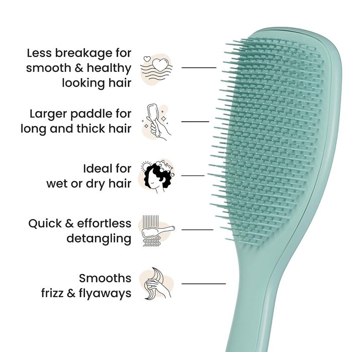 Щітка для волосся Tangle Teezer The Ultimate Detangler для вологого та сухого волосся, розплутуюча щітка для густого, кучерявого та довгого волосся, бірюзова
