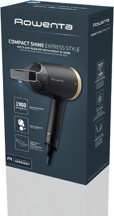 Фен для волосся Rowenta Express Style CV1801 золотого кольору, 1900 Вт, з концентратором та режимом холодного повітря