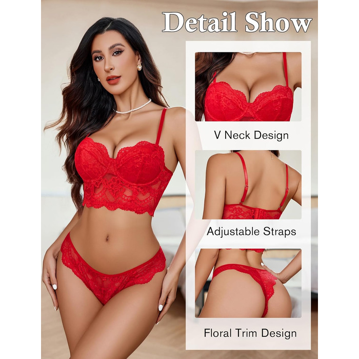 Avidlove жіноча спідня білизна з пуш-ап, бюстгальтер з кісточками, червона піжама Babydoll, чорна сукня, розмір M