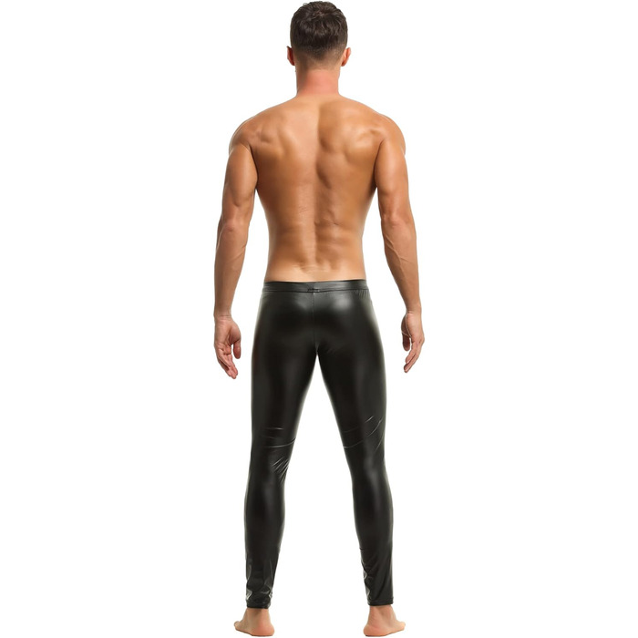 Чоловічі шкіряні лосини Bodywear4you, чорний матовий кожзам, облягаючі штани Meggings, ефект мокрого блиску, фальшива шкіра, S
