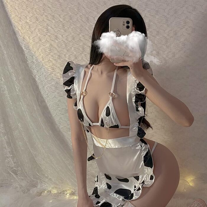 Костюм горничної JasmyGirls: сексуальний сет з бікіні, леопардовий принт, мікро-бікіні, Kawaii аніме, костюм для косплею, комплект бюстгальтера та трусиків