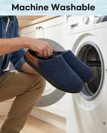 Чоловічі в'язані тапочки LongBay з ефектом пам'яті (Memory Foam), дихаючі домашні капці для будь-якої пори року, сині, розмір 44 EU