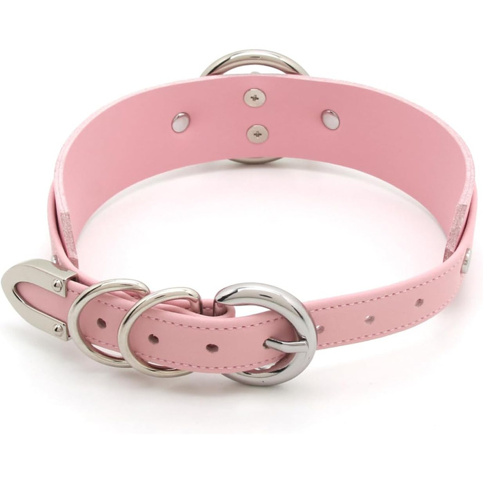 Чокер з кільцем Lalatia для жінок, рожевий, зі штучної шкіри, з шнурком, срібло