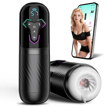 Мастурбатор для чоловіків KI-Interaktion з 10 вібраціями, 7 режимами розтягування та 5 режимами стимуляції. Секс-іграшка з підігрівом та керуванням через APP