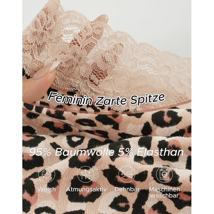 Слідки жіночі INNERSY бавовна з мереживом, зручні, гіпстер, комплект 6 шт. (44, 4 кольори Маяр/1 фіолетовий/1 леопард)