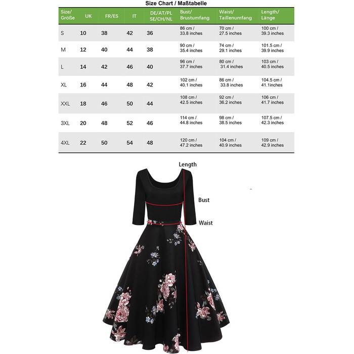 Сукня жіноча AXOE у стилі 60-х, Rockabilly, рукав 3/4, колір 4, розмір L