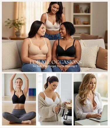 Натільний пуш-ап бюстгальтер для жінок без кісточок, бездротовий, з м'якою підтримкою, двошаровий чашечка, звичайні та великі розміри, V-подібний виріз, міцний бюстгальтер, чорний, S