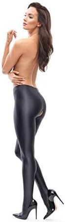 Чорні панчохи з ефектом вологого блиску Miss O, розмір XL