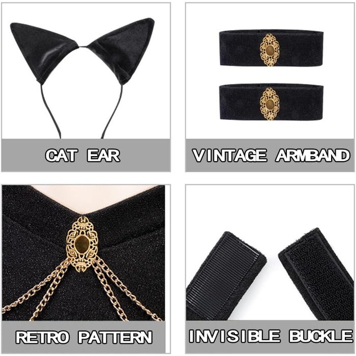 Костюм для косплею SINROYEE: аніме-служанка, Хелловін, кіт, єгипетський/китайський стиль