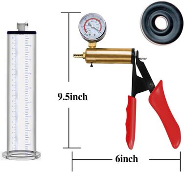Вакуумний насос для збільшення статевого члена з металевими ручками та манометром, прозорий, для чоловіків, з масштабом, для ерекції, сексуальна іграшка, A-22,9 * 4,4 см