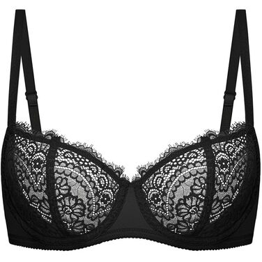 Балконний бюстгальтер Deyllo з пуш-ап та кісточками, мереживний Dirndl, великі розміри, м'які чашки, Bralette, глибокий виріз, чорний, 90B