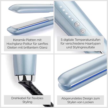 Випрямляч для волосся BaByliss Hydro Fusion ST573E з технологією Dual-Ion, ефект проти пухнастості, 5 режимів температури, синій