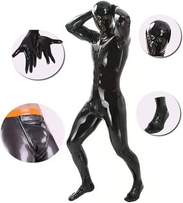 Чоловічий латексний комбінезон IQOAIJ з блискучого лакового шкірозамінника, обтягуючий, на блискавці, з двостороннім застібкою, для клубів та вечірок