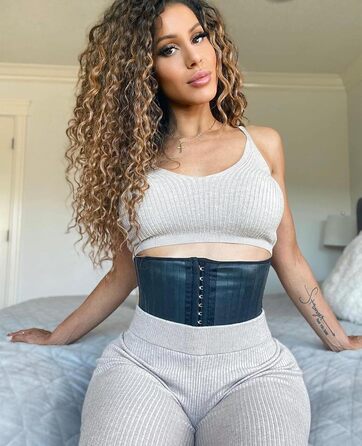 Корсет YIANNA для жінок: корегує та підтягує живіт, латекс, з 9 сталевими кісточками, чорний