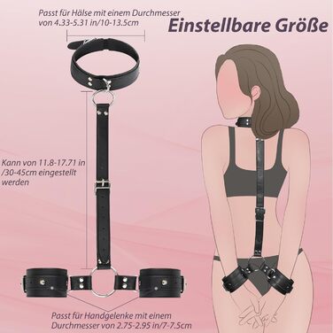 Набір для БДСМ для пар: кайдани, наручники та нашийник з регульованої шкіри. Інтимні іграшки для жінок та чоловіків