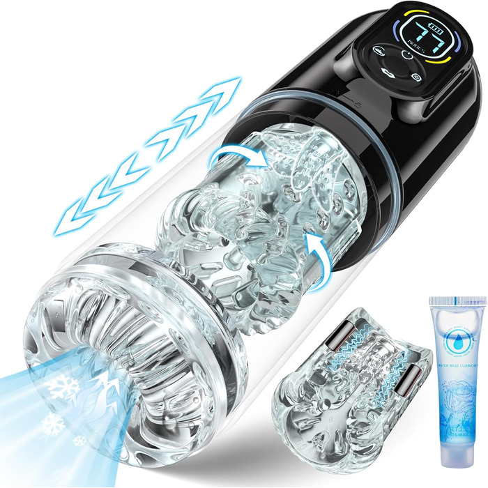 Електричний мастурбатор для чоловіків з 7 режимами, телескопічною функцією, ротацією, всмоктуванням, вібрацією та витоком