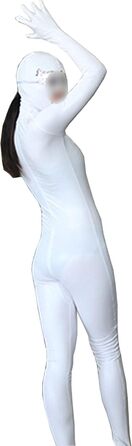 Жіночий сексуальний catsuit BESYFAY з блискавкою та рукавичками, цілісний костюм (білий, S)