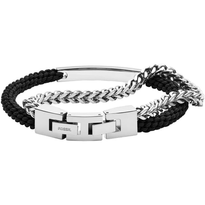Чоловічий годинник Fossil Vintage Casual зі сталевим та шкіряним ремінцем, чорно-сріблястий