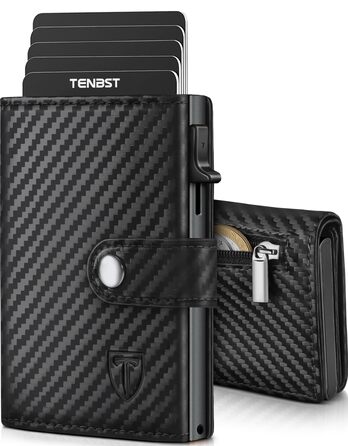 Чоловічий шкіряний гаманець TENBST з RFID-захистом, компактний картхолдер з монетницею, Slim Wallet (Сірий)