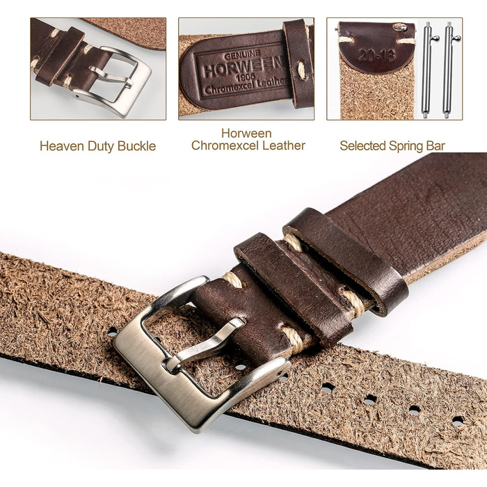 Шкіряний ремінець для годинника Horween Vintage з швидкознімним кріпленням, коричневий, 20 мм