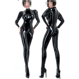 Латексний комбінезон/тріко для жінок, чорний, розмір L. Ручна робота, 3D-груди
