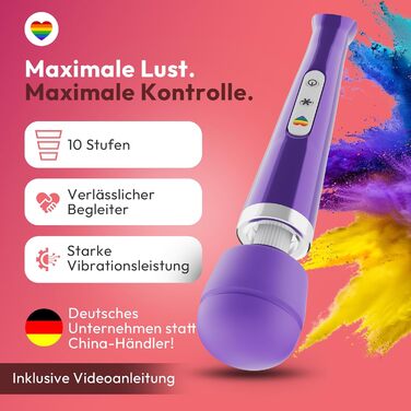 Вібратор Magic Wand для жінок з керуванням через додаток – масажер для стимуляції клітора та пар – 20 режимів, 10 інтенсивностей, бездротовий, водонепроникний, тихий (фіолетовий)