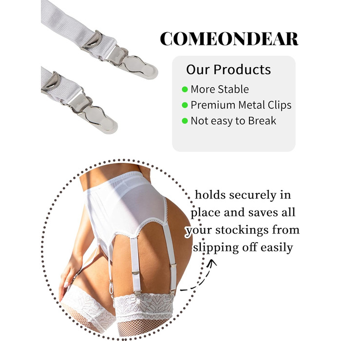 Жіночий корсет-стрінг з широкими стріжками ComeOnDear. Комплект сексуальної білизни з стріжками, стрінг-стріжками та металевими кліпсами. Розміри M-L.