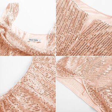 GRACE KARIN Сукня з паєтками, без рукавів, міні, для вечірки/коктейлю (XL, рожеве золото)