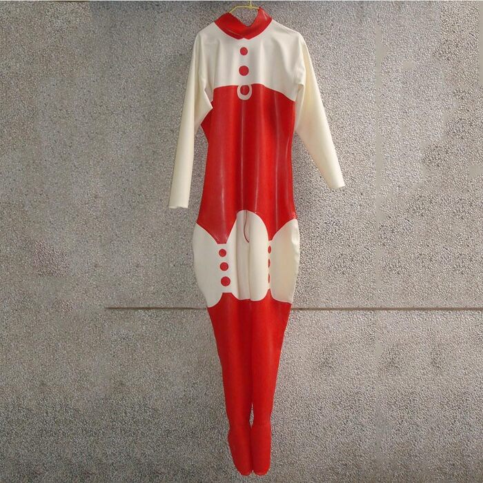 Костюм-комбінезон з прозорого матеріалу та червоної шкіри, з блискавкою спереду, облягаючий, фетиш, клубний, для дорослих, XXL