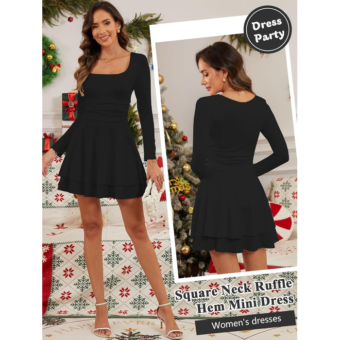 Чорне міні-плаття з довгим рукавом, облягаюче, на вечірку/коктейль, для клубу, розмір M