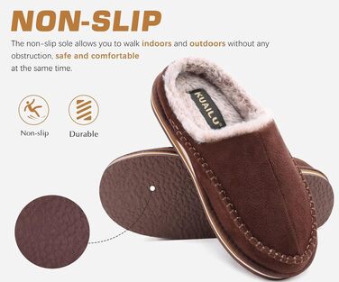 Чоловічі домашні капці KuaiLu з ефектом пам'яті (Memory Foam), м'які плюшеві тапочки відкритого типу, коричневі, розмір 42 EU