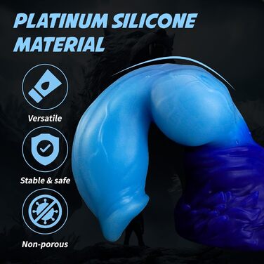 Анальний дildo Nothosaur з платинового силікону, 24 см, з присоскою, синій, XL - для чоловіків та жінок