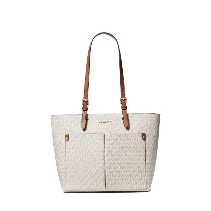Жіноча сумка-сатчел Michael Kors Double Pocket Satch бежевого кольору