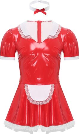 Костюм покоївки Inhzoy для чоловіків: червоне лакове плаття з нашийником, комплект для вечірки, карнавалу, Хелловіну, косплей, розмір XXL