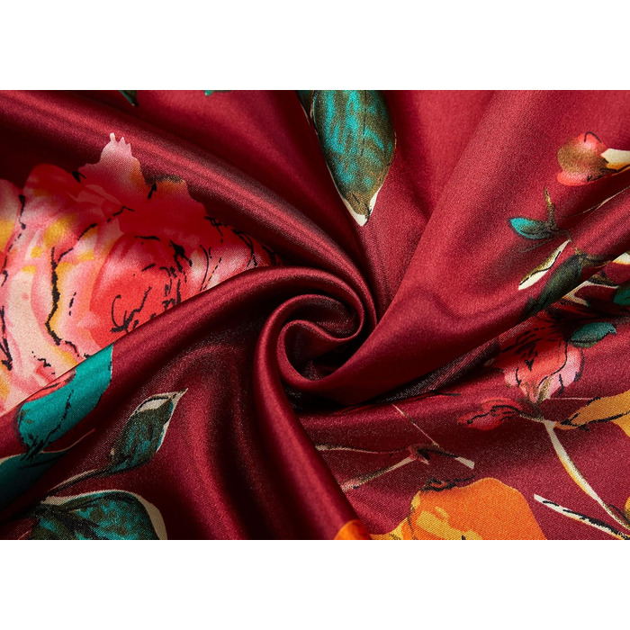 Кимоно-халат BABEYOND великого розміру з квітковим принтом, сатин, великий розмір, для вечірок, бордовий колір