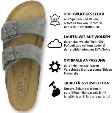 Жіночі шкіряні пантолети AFS-Schuhe 2100, натуральна замша, оливкові, Made in Germany, розмір 38 EU