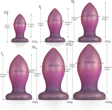 Силіконовий анальний плагін Youxclian: 6 розмірів, з присоскою, для стимуляції простати, аналплагін, анальні кульки, для чоловіків, жінок, пар (XL)