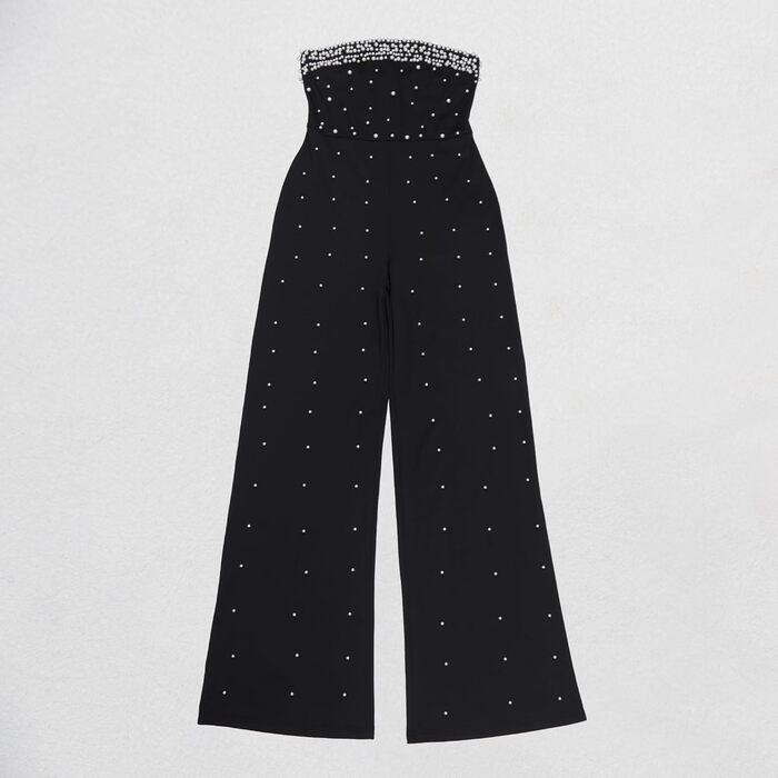 Жіночий ромпер з стразами Nagfar - сексуальний комбінезон для вечірнього виходу, коктейльної вечірки, клубу (D53 Schwarz, XL)