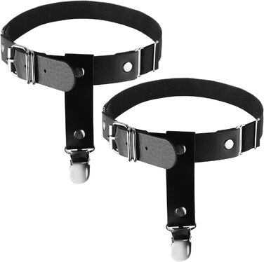 Чорні мереживні напульчники для ніг з кліпсами Beautyflier, PU-шкіра, еластичні, готичний стиль, універсальний розмір