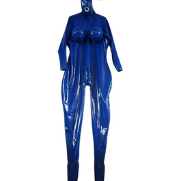 Костюм для косплею з латексу та гуми, костюм для косплею з надувною грудьми, костюм фетиш, індивідуальне замовлення, блакитний M