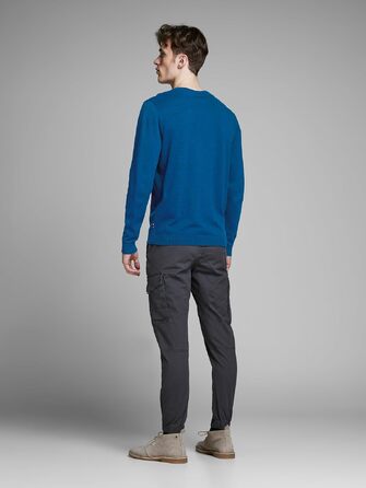 Чоловічий в'язаний светр Jack & Jones однотонний, синій (Classic Blue), розмір S