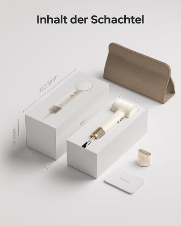 Компактний фен для волосся Laifen Mini (Sandgold) — 110 000 об/хв, іонізація 200М, термоконтроль, режим для дітей, з насадкою для вирівнювання та сумкою для подорожей
