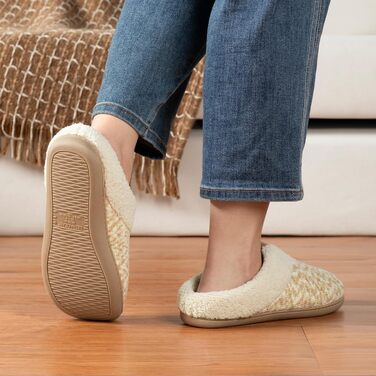 Жіночі теплі капці ULTRAIDEAS з плюшу та піною з пам'яттю (Memory Foam), м'які домашні та вуличні тапочки, бежеві, розмір 39 EU