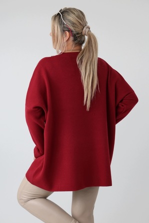 Жіночий світшот FEMIMODA oversize червоного кольору, довжиною до середини стегна, розмір 46/48