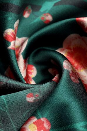 Халат жіночий довгий шовковий сатин, Kimono з принтом павича, BABEYOND, 135 см