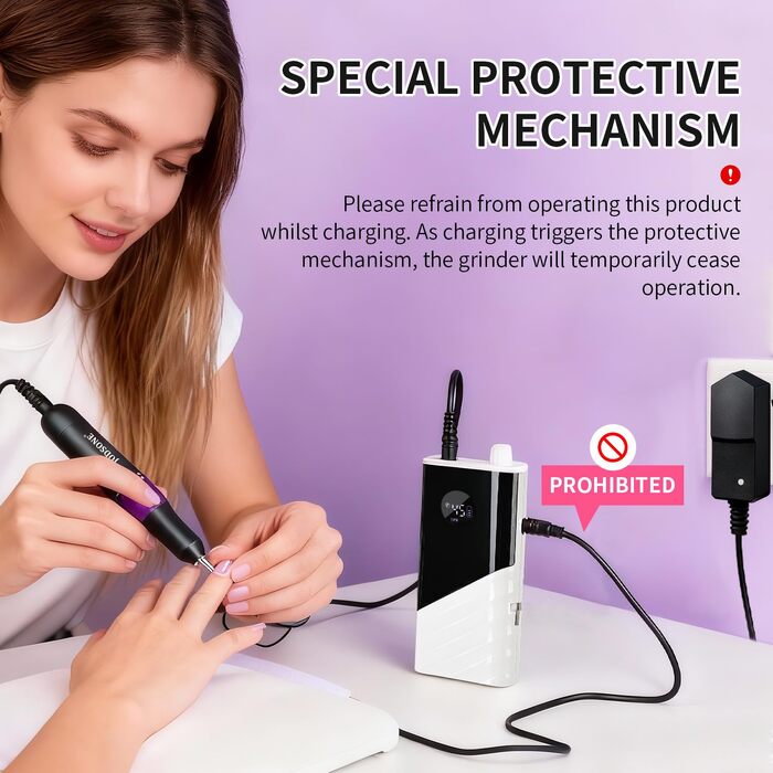 Професійний апарат для манікюру та педикюру JODSONE, 45000 об/хв, акумуляторна електрична пилка для зняття гель-лаку, низький рівень шуму, портативний набір для дому та салону