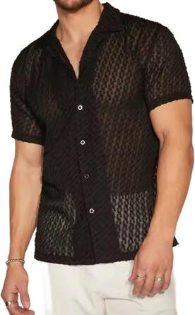 Чоловіча літня сорочка з короткими рукавами, прозора, пляжна, розмір XL