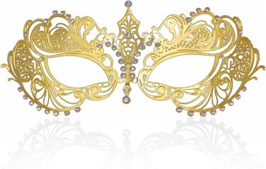 Маска для пар MYMENU Masquerade, металева, з стразами, венеціанська, для вечірок, весіль, балів (Schmetterling Gold)
